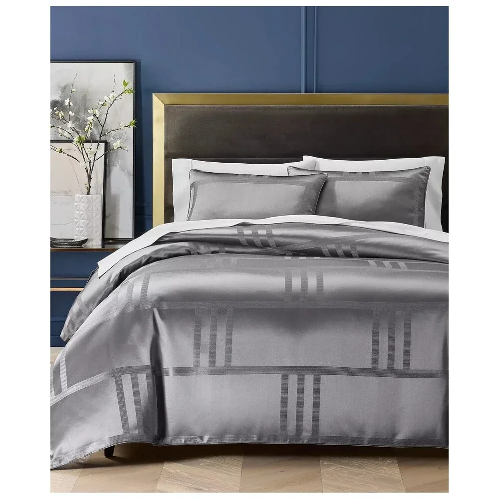 Hotel Collection Structure Charcoal 3-Piece King Duvet Cover Set Geometric